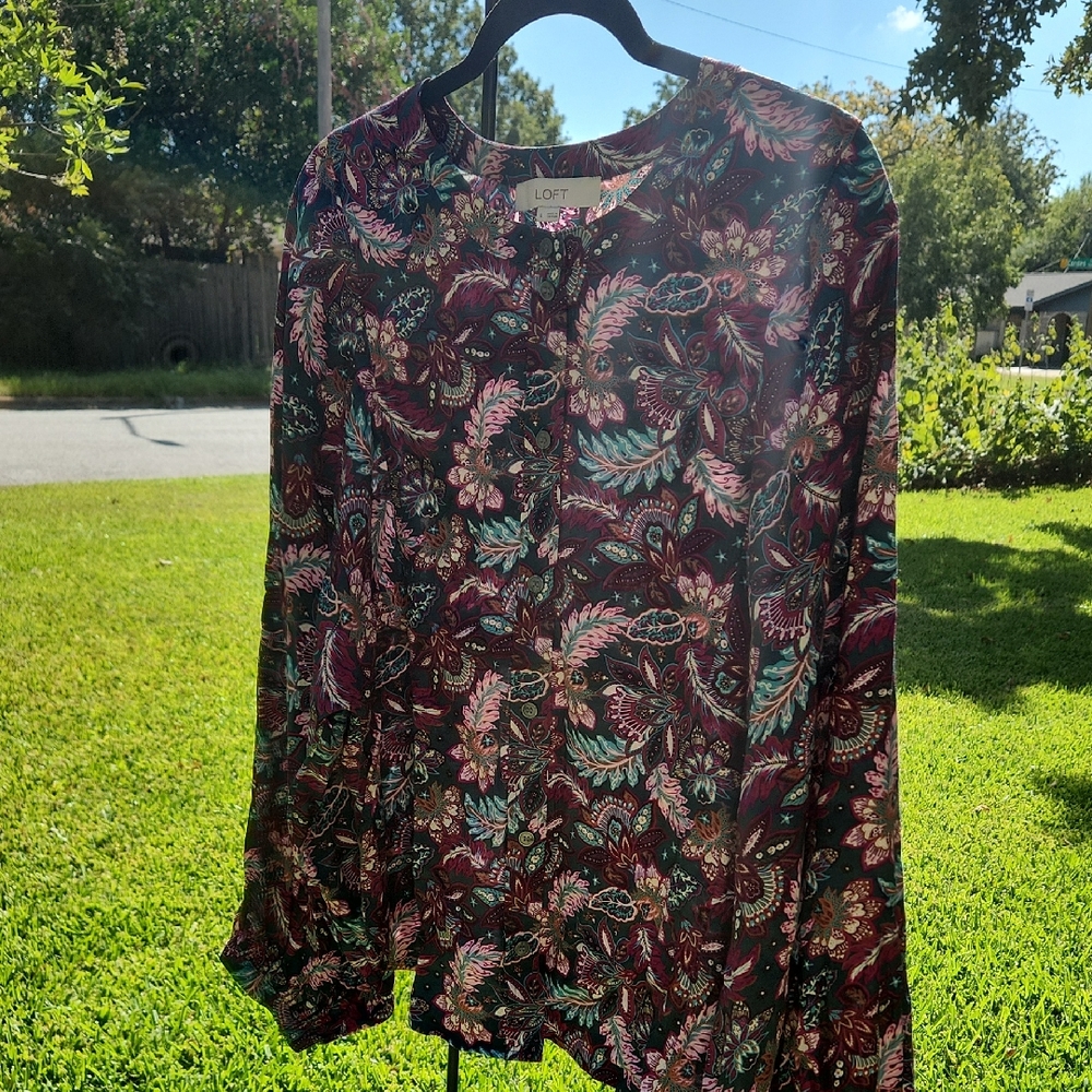 LOFT Multicolor Paisley Long Sleeve Top